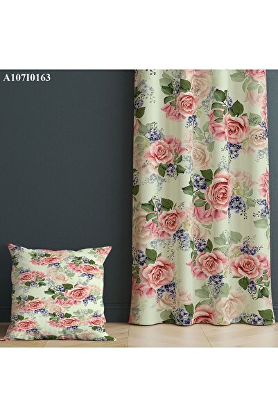 A2ZTR Dijital Baskılı Fon Perde ( Tek Kanat ) Ve Kırlent Kılıfı