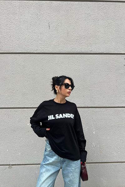 Seda Yalçın Atelier Long Sleeve Black Printed T-Shirt