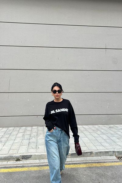 Seda Yalçın Atelier Long Sleeve Black Printed T-Shirt