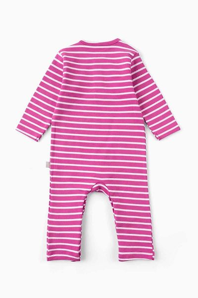 Boumini Baby Long Sleeve Snap Jumpsuit Striped Fuchsia