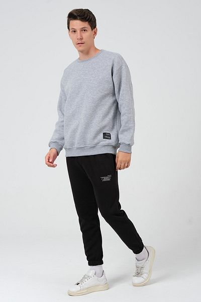 THE RULE Ανδρικό φούτερ σε γκρι Oversize Fit Crew Neck Basic με μαλακό στοίβακτο φούτερ