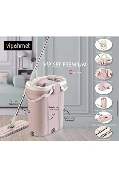 VİP AHMET Pembe Premium Mop Temizlik Kova Seti