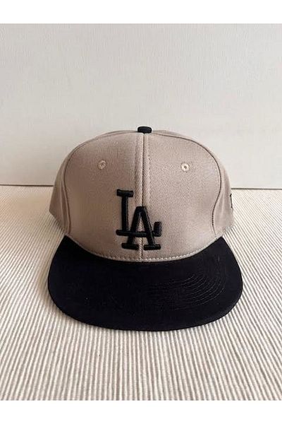 CosmoOutlet Λογότυπο Los Angeles Unisex Μαύρο μπεζ καπέλο χιπ χοπ - Ρυθμιζόμενο στην πλάτη