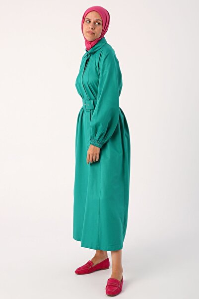 ALLDAY Зумрует зеленая сукня з капюшоном і коміром