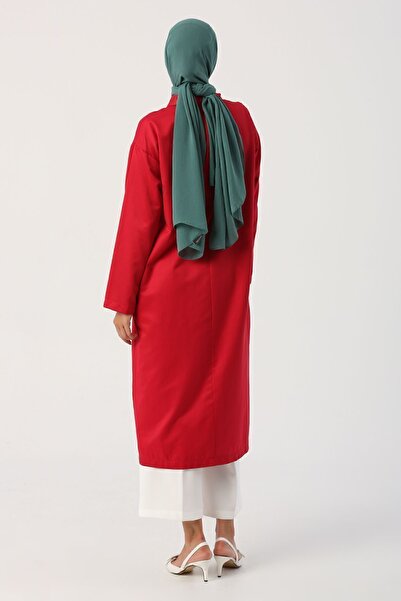 ALLDAY Red Collar Knotted Chain Long Tunic