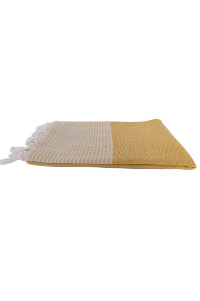 Peştanoz Peshtemal, 100% Cotton, Checkered Pattern Yellow, Beach Towel, Bath Towel