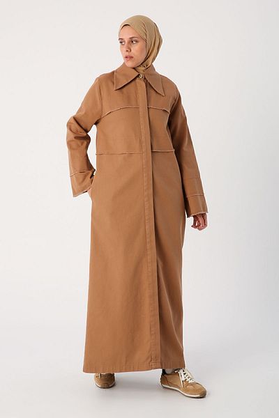 ALLDAY Mink 100% bavlna špičatý límec skrytá léga Abaya