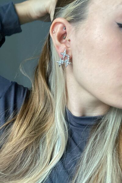 Dora Accessories Star Silver Color Women's Earrings