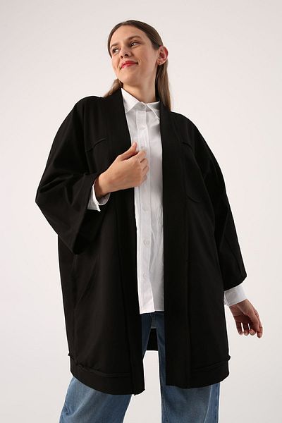 ALLDAY Μαύρη νυχτερίδα μανίκι Oversize Ζακέτα