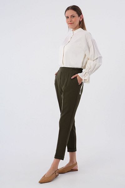 ALLDAY Pantaloni kaki cu buzunar cu talie elastică