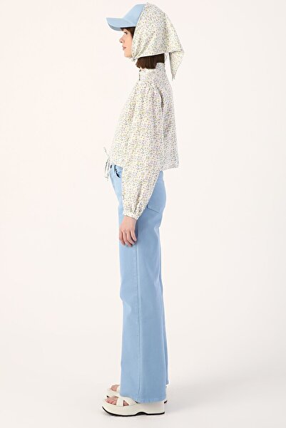 ALLDAY Pantaloni albastri cu talie înaltă