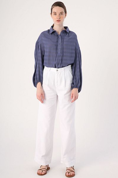 ALLDAY White 100% Cotton Pleated Wide Leg Pocket Trousers