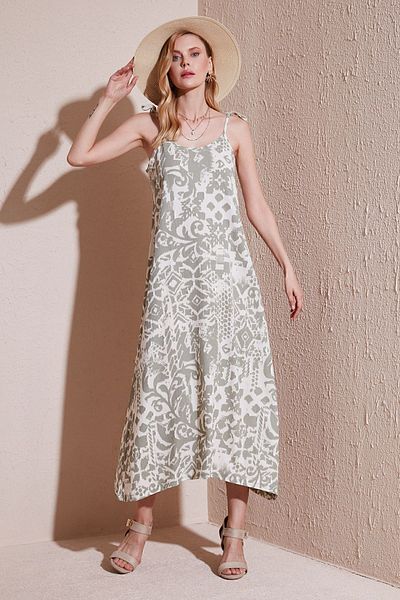 Lela Rope Strap Regular Fit Long Dress - DRESS5865732