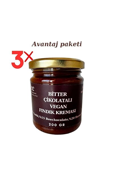 Beechocolate 3'lü Vegan Çikolatalı Fındık Kreması Rafine Şekersiz -el Yapımı