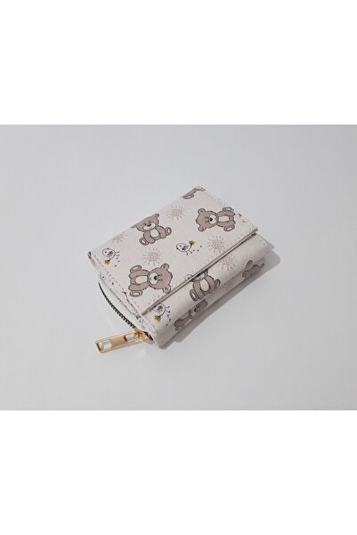 renkli çiçekler Детски портфейл с шарка на плюшено мече 11x8 см