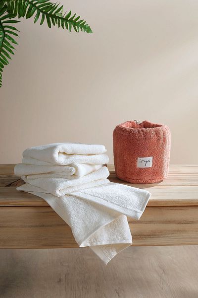 İrya 4-Piece Tile Bouquet Hand Towels - Ecru 4/30x50 Cm