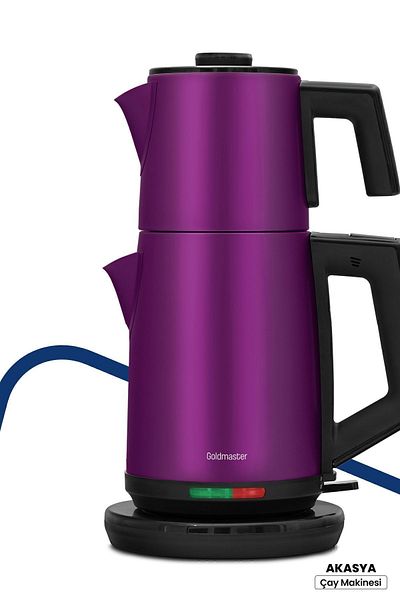 GOLDMASTER Acacia Violet Xl 2200 Watt Patented Drip-Free Design Steel Tea Maker and Kettle