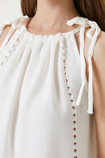 İrya Serene Shirred Beach Dress - Καφέ Διχτυωτό Διάτρητο