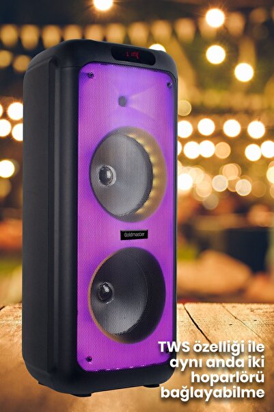 GOLDMASTER Taşınabilir Şarj Edilebilir Party Box Işıklı Bluetooth Hoparlör