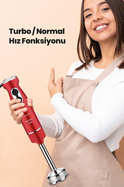 GOLDMASTER Maximix Red 1000 Watt 4 Blades Stainless Steel Turbo Speed Adjustable Hand Blender