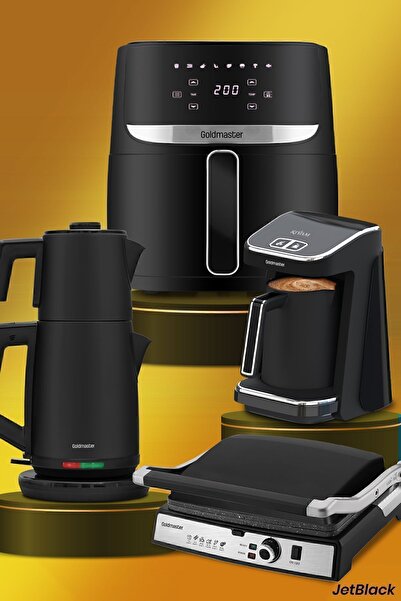 GOLDMASTER Jetblack 15 Parça Airfryer Sıcak Hava Fritöz Avantajlı Elektronik Evlilik Paketi Mutfak Çeyiz Seti