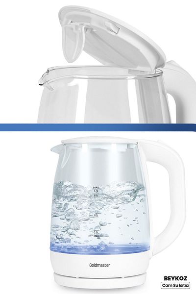 GOLDMASTER Beykoz 2200 Watt Waterless and Overheating Safe 1.7 Lt Lighted Glass Kettle Water Heater