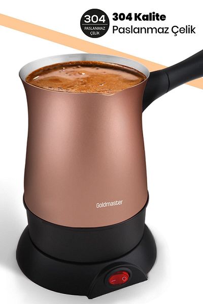 GOLDMASTER Hünkar Gold Stainless Steel 5 Cup Capacity Electric Coffee Pot