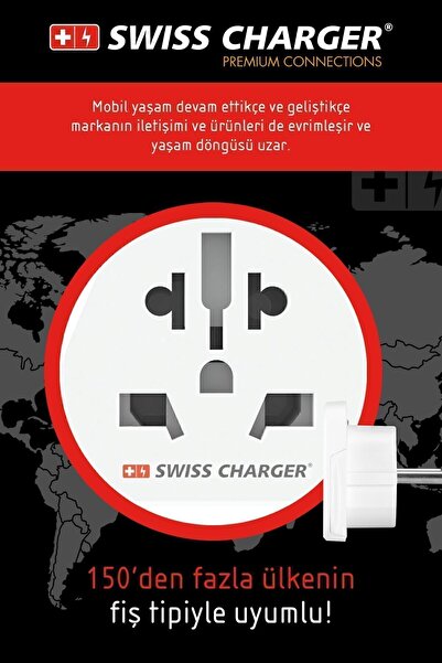 SWISS CHARGER Seyahat Tipi Universal Adaptör Priz Amerika Avrupa Ingiltere Çin 150 Ülke Ile Uyumlu