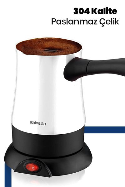 GOLDMASTER Keyf-i Sefa Pearl White 5-Cup Capacity Stainless Steel Electric Coffee Pot