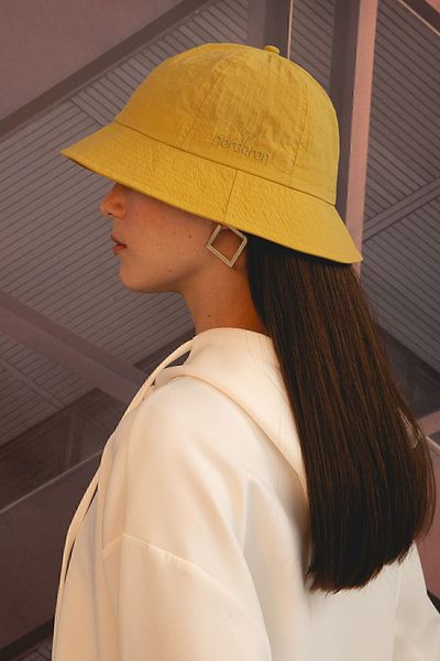 Nordbron Unisex Yellow Embroidered Logo Detailed Summer Bucket Bucket Hat Anti-Sweat Cotton Sweatband Wide Model