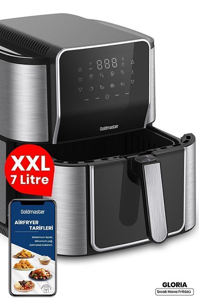 GOLDMASTER Gloria 7 Liter Inox Large Chamber XXL Touch 8 Preset Airfryer Hot Air Fryer GM8405