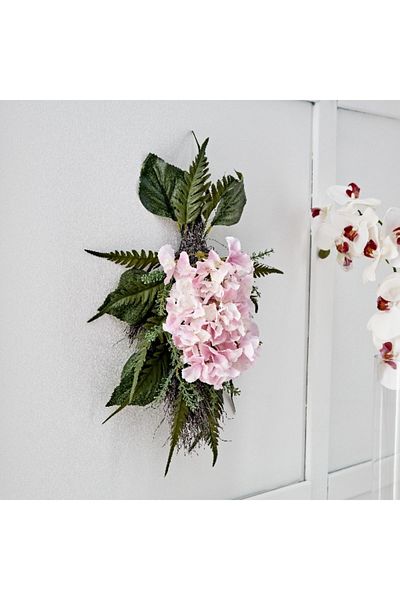 Home Box Fleur Hydrangea Blush Wall Decor - 20x8x38 cm