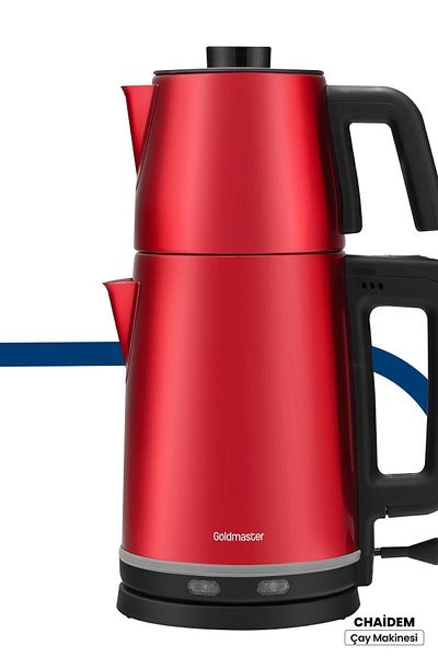 GOLDMASTER Chaidem Xl 2200 Watt Stainless Steel Sippy Steel Tea Maker And Kettle Red