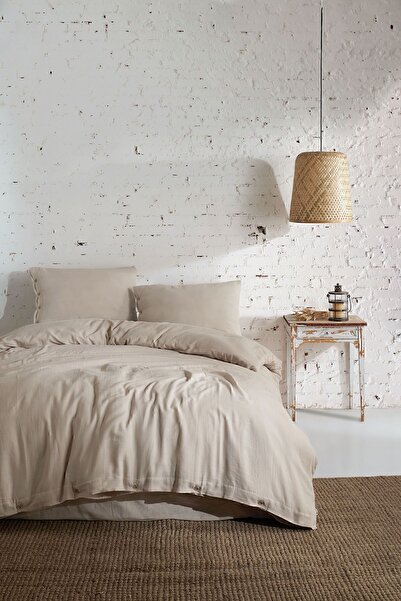 İrya Marla Double Duvet Cover Set Beige 200x220+2/50x70