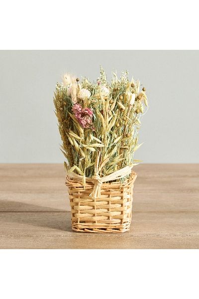 Home Box Miley Flower Arrangement in Bamboo Basket - 15 cm