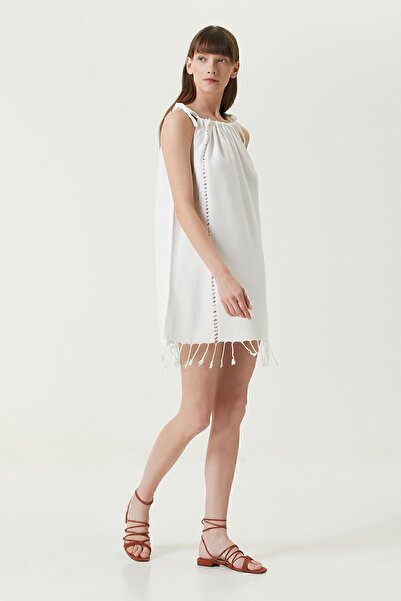 İrya Serene Gathered Beach Dress - Orange Knitted Openwork