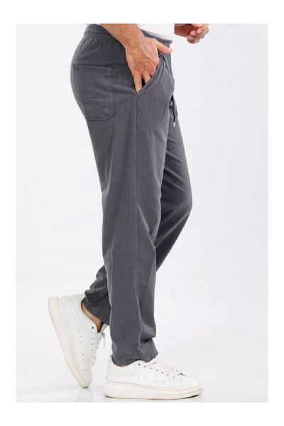 BERNEO Unisex 100% Cotton Linen Look Relaxed Pants