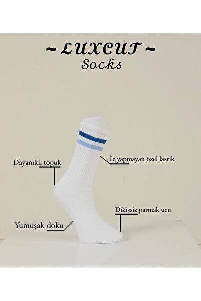 LUXCUT TENİS ÇİZGİLİ UZUN PREMIUM KOLEJ ÇORAP