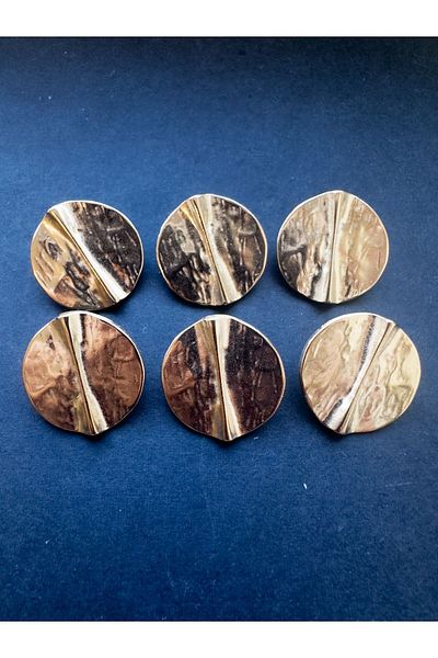 aensia Gold Gold Special Design Embossed Line Detailed Metal Button Coat Jacket Trench Coat Button - Pack of 6