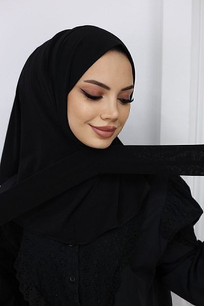 feronis Hijab Γυναικείο Hijab Bonnet Ready Shawl Turban _Μαύρο
