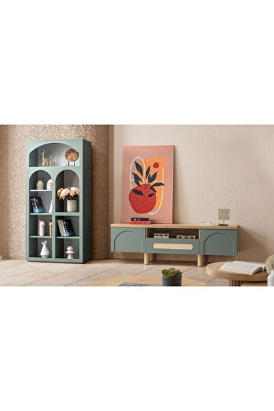 CaddeYıldız Logo Tv Sehpası - Yeşil - Hasır