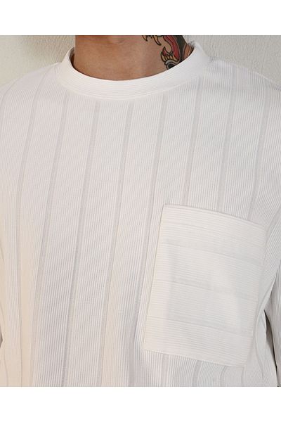İLKCET MODA Μπλουζάκι με ριγέ τσέπη oversize