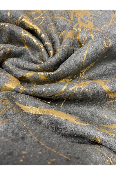 FavoriTeks Sofa Sofa Bed Cover Yenimoda Gold Leaf Decorative Anthracite Sponge Sofa Cover