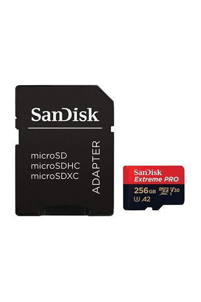 SanDisk بطاقة الذاكرة Extreme Pro MicroSDXC بسعة 256 جيجابايت U3 A2 بسرعة 170 ميجابايت/ثانية + محول بطاقة SD SDSQXCZ-256G-GN6MA