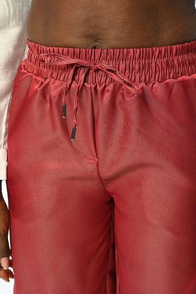 Orfeo Negro Țesătură strălucitoare - Pantaloni de damă cu talie elastică, picioare largi