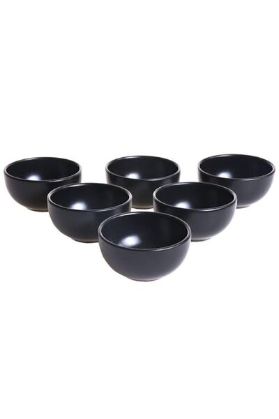 Keramika وعاء الوجبات الخفيفة/الصلصة 8 سم أسود مطفي 6 قطع