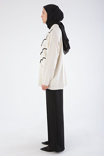 ALLDAY Ζακέτα πλεκτή με κέντημα με φούντα V λαιμόκοψη