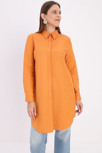 ALLDAY Tan Basic Hidden Placket πουκάμισο Tunic