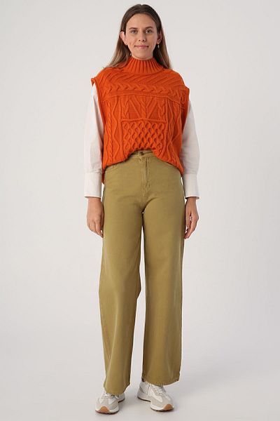 ALLDAY Pantaloni largi, kaki, 100% bumbac