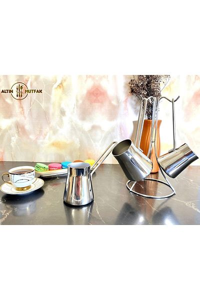 DOCA Luxury Pyramid Coffee Pot Set - 4 Pieces, Stainless Steel, 250-499 ml, Silver Color